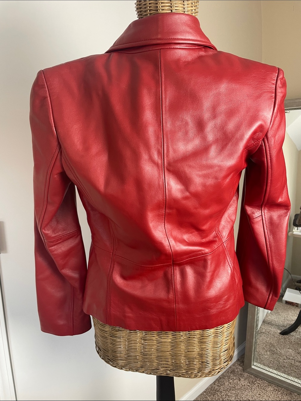 Kenneth Cole Reaction Red Women's Leather Button-Front Jacket - Picture 4 of 10